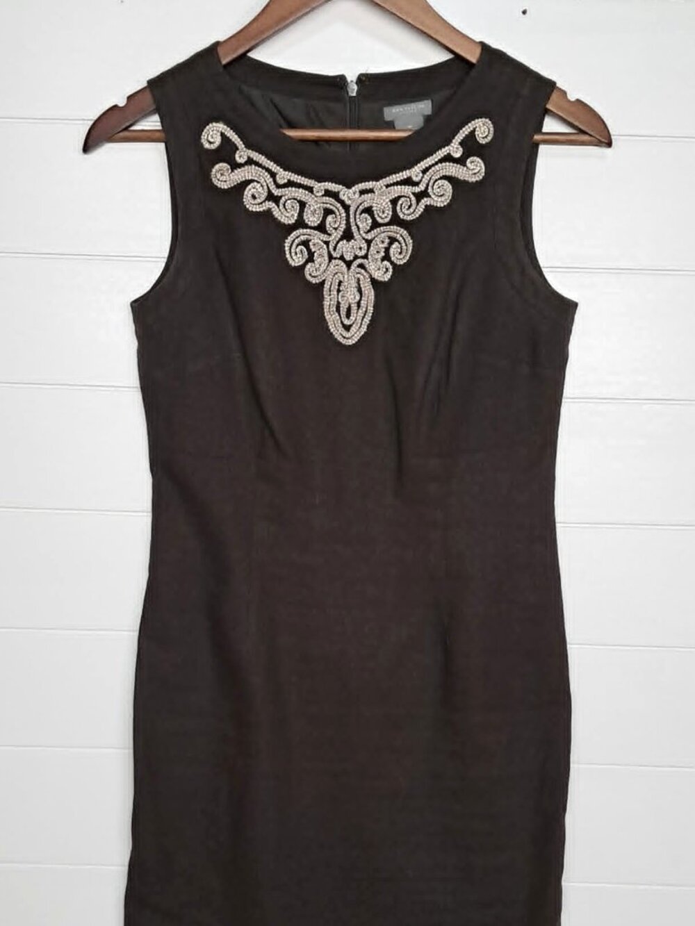 Ann Taylor Womens Dress Size 0 Petite Brown Beige Linen Sleeveless
